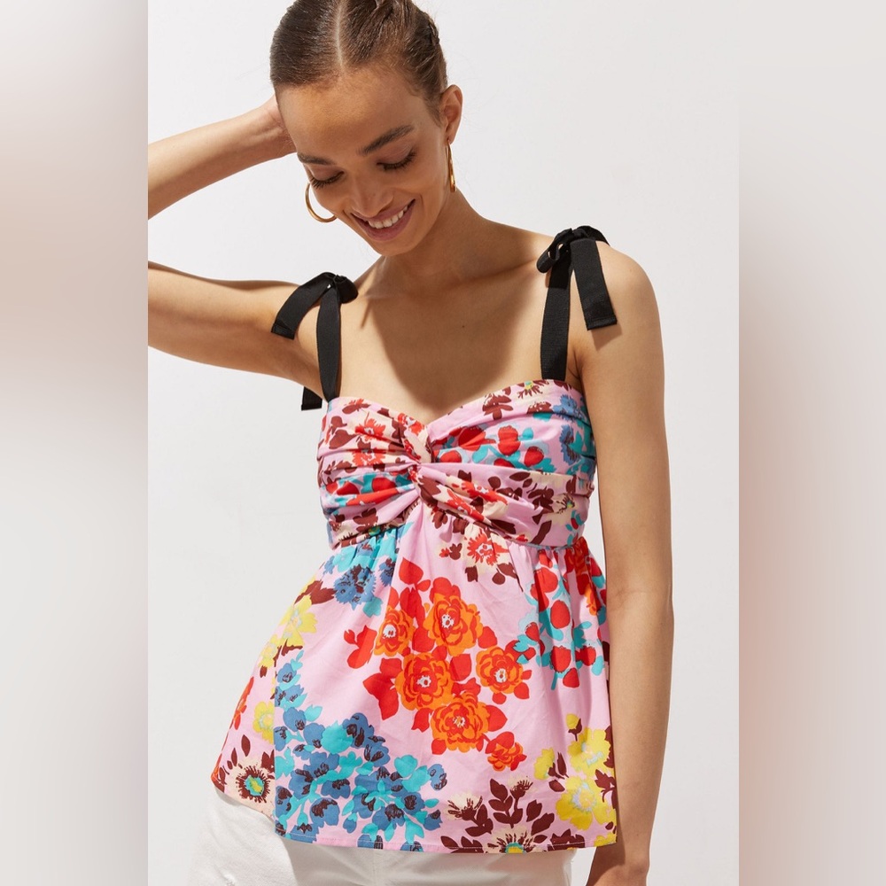 Anthropologie Poplin Floral Top